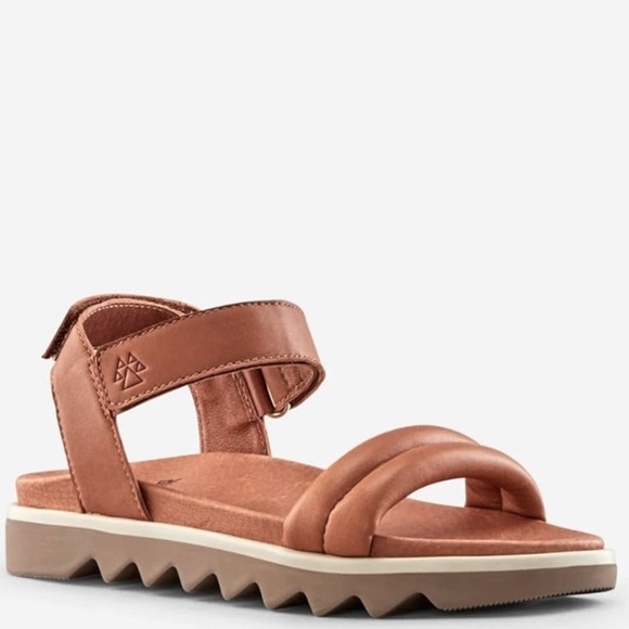 Cougar Nolo Sandals Cognac Brown Tan Leather Flatform Strappy Sawtooth Size 10 - Picture 4 of 13